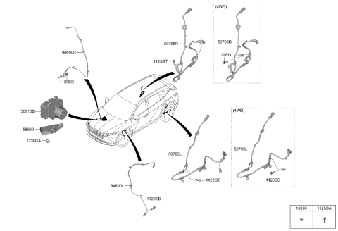 2023 Hyundai Tucson Hydraulic Unit Assembly Diagram for 58910-N9040