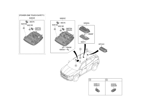 2023 Hyundai Tucson Lamp Assembly-Overhead Console Diagram for 92810-N9460-MMH