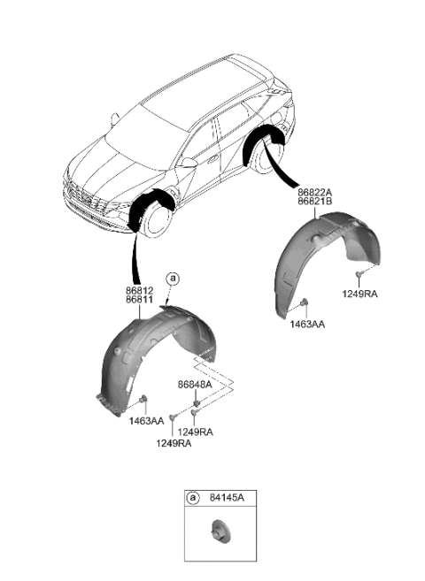 2022 Hyundai Tucson US Alabama made Wheel Gaurd Diagram