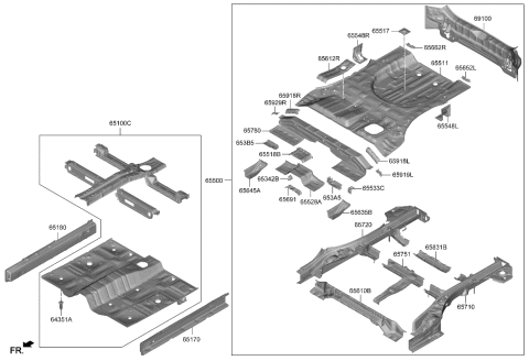 2022 Hyundai Tucson Panel Complete-Rear Floor Diagram for 65500-CW000