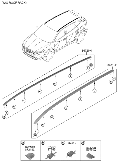 2023 Hyundai Tucson CLIP-ROOF GARNISH MTG Diagram for 87246-K5100