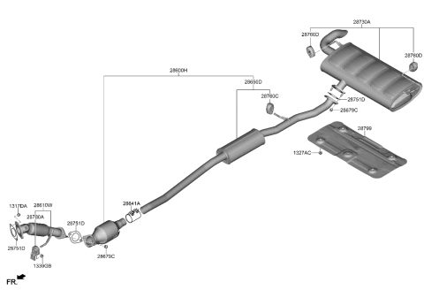 2022 Hyundai Tucson Muffler & Exhaust Pipe Diagram