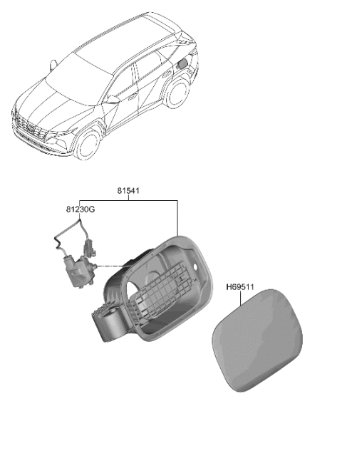 2022 Hyundai Tucson Panel Assy-Fuel Filler Door Diagram for 69511-CW000