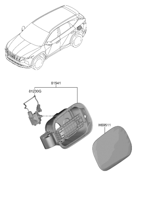 2022 Hyundai Tucson US Alabama made Fuel Filler Door Diagram