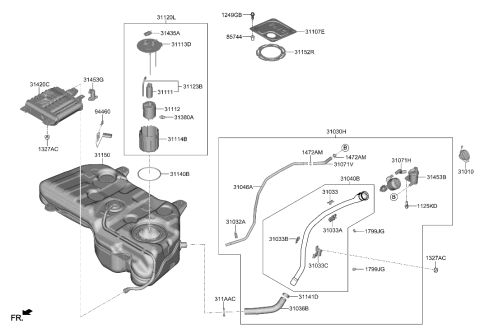 2022 Hyundai Tucson HOSE-FUEL FILLER Diagram for 31036-CW000
