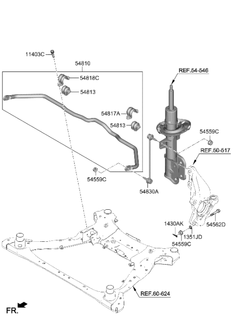 2023 Hyundai Tucson Front Suspension Control Arm Diagram