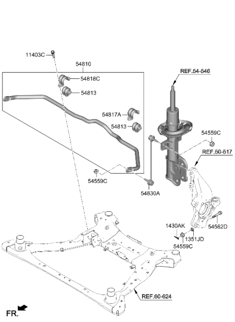 2022 Hyundai Tucson Front Suspension Control Arm Diagram