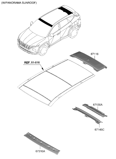 2022 Hyundai Tucson US Alabama made Roof Panel Diagram 3