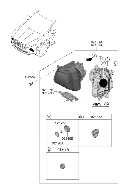 2023 Hyundai Tucson Lamp Assembly-Head,RH Diagram for 92102-CW100