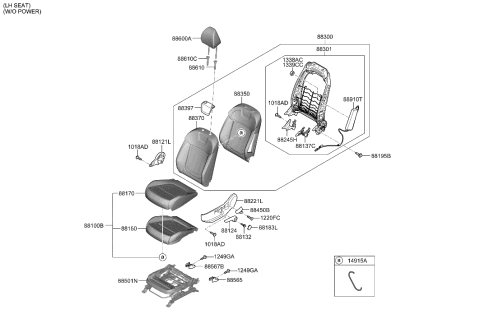 2022 Hyundai Tucson US Alabama made Front Seat Diagram 2