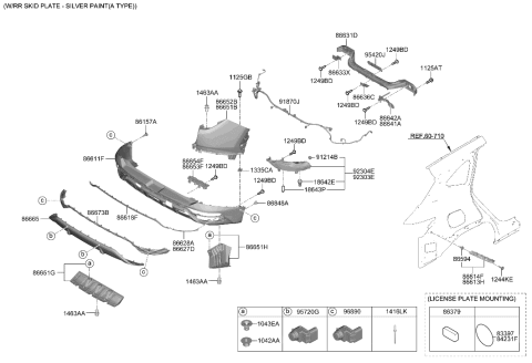 2022 Hyundai Tucson Bracket-RR Bumper Side UPR,RH Diagram for 86626-CW000