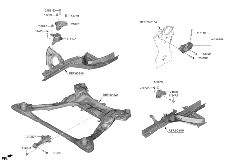 2022 Hyundai Tucson US Alabama made Engine & Transaxle Mounting Diagram