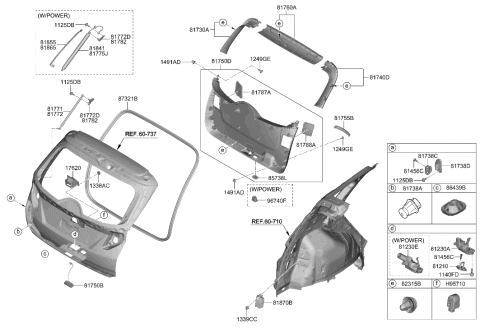 2022 Hyundai Tucson US Alabama made Tail Gate Trim Diagram