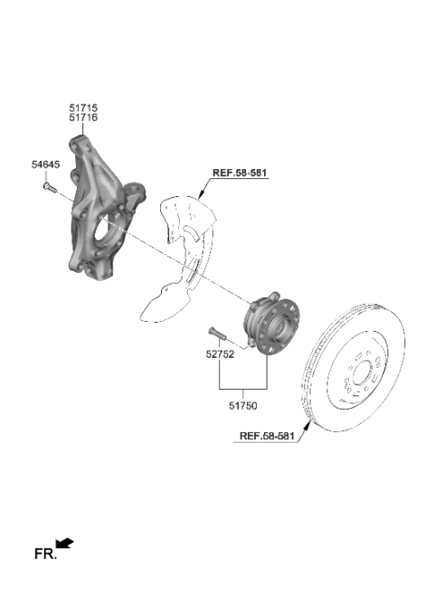 2006 Hyundai Elantra Knuckle-Front Axle,LH Diagram for 51710-N9100