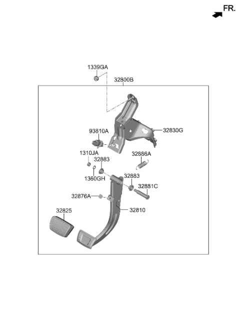 2022 Hyundai Tucson US Alabama made Brake & Clutch Pedal Diagram