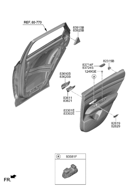 2022 Hyundai Tucson Housing-RR Dr I/S Handle LH Diagram for 83611-CW000-NNB