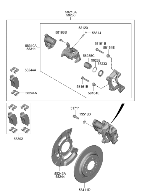 2022 Hyundai Tucson Rear Wheel Brake Diagram