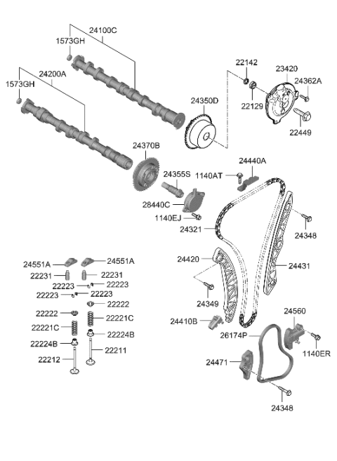 2022 Hyundai Tucson Camshaft & Valve Diagram