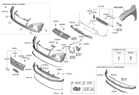 2006 Hyundai Elantra Grille-Front Bumper Diagram for 86531-CW000