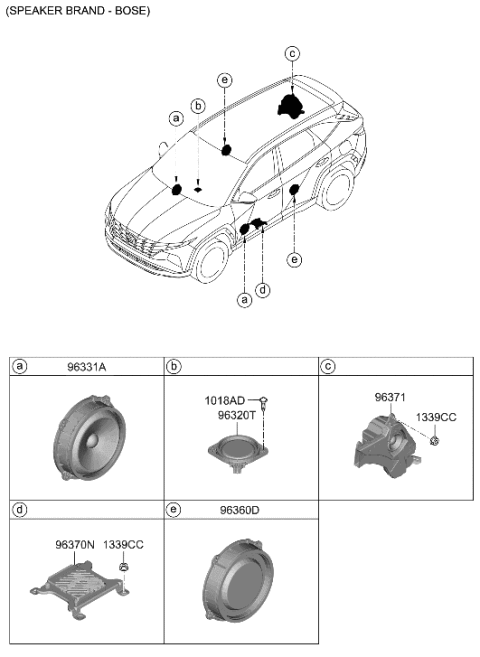 2022 Hyundai Tucson US Alabama made Speaker Diagram 2