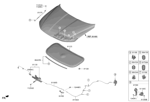 2022 Hyundai Tucson Cable Assembly-Hood Latch Release Diagram for 81190-CW000