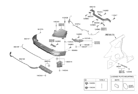 2022 Hyundai Tucson US Alabama made Rear Bumper Diagram 1