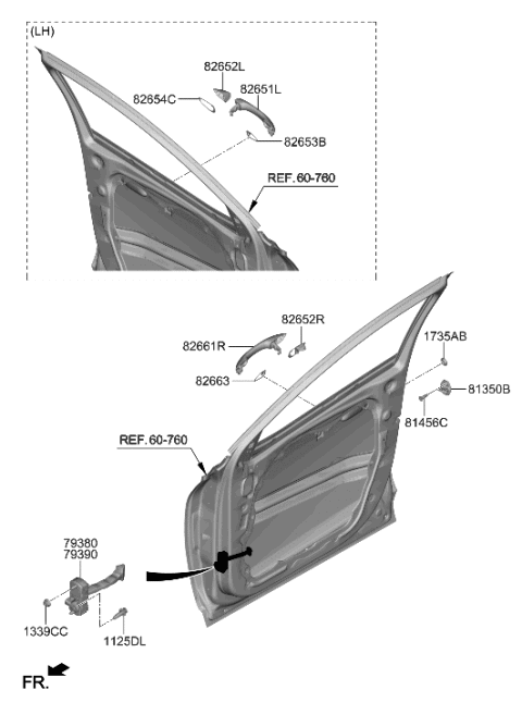 2022 Hyundai Tucson US Alabama made Front Door Locking Diagram