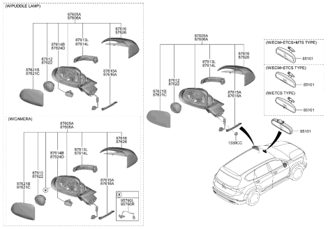 2000 Hyundai Elantra Mirror Assembly-Outside RR View,RH Diagram for 87620-CL090