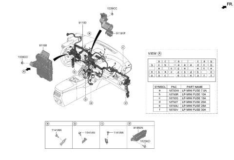 2021 Hyundai Santa Fe Hybrid Junction Box Assembly-I/PNL Diagram for 91950-CL060