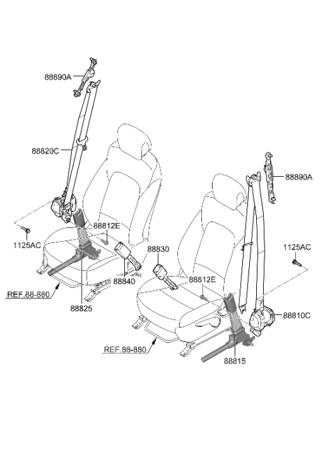 1998 Hyundai Elantra S/Belt Assy-FR Rh Diagram for 88820-CL000-SST