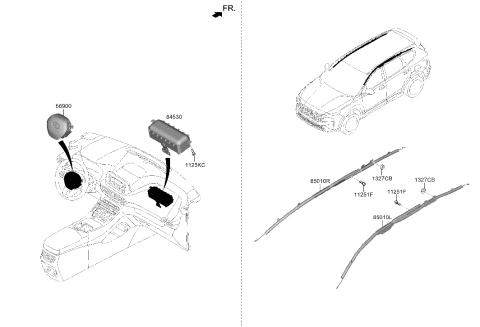 2021 Hyundai Santa Fe Hybrid Curtain Air Bag Module,LH Diagram for 80410-S1000