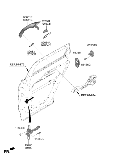 2000 Hyundai Elantra HANDLE-REAR DOOR OUTSIDE,LH Diagram for 83650-S1110