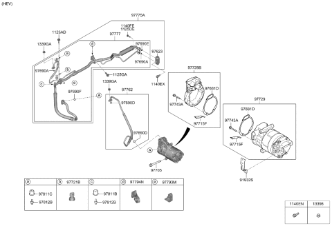 2021 Hyundai Santa Fe Hybrid Air conditioning System-Cooler Line Diagram 1