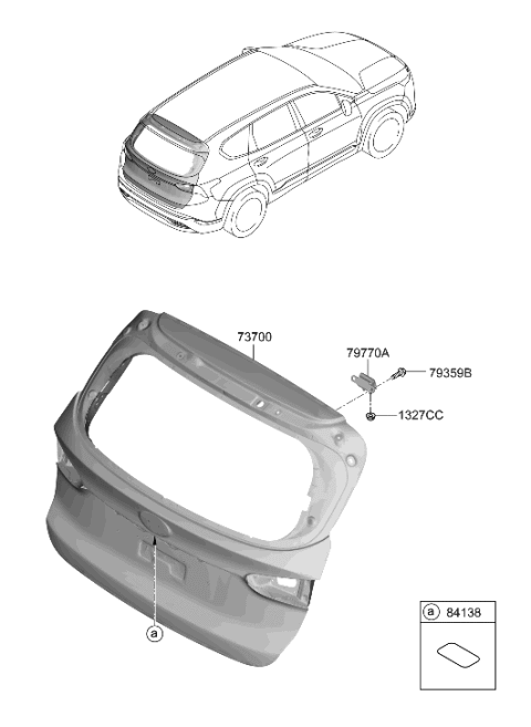 2021 Hyundai Santa Fe Hybrid Panel Assembly-Tail Gate Diagram for 72800-CL100