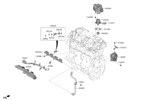 2023 Hyundai Santa Fe Hybrid Throttle Body & Injector Diagram