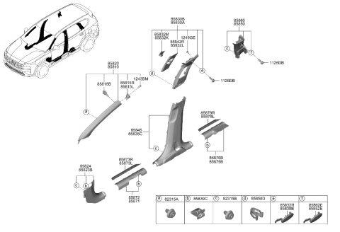 2022 Hyundai Santa Fe Hybrid Interior Side Trim Diagram