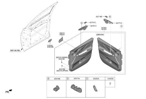 2021 Hyundai Santa Fe Hybrid Front Door Trim Diagram