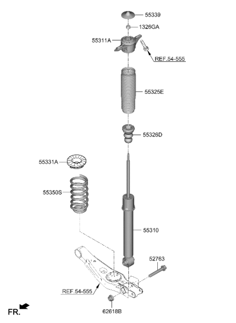 2000 Hyundai Elantra Rear Spring Pad,Upper Diagram for 55334-S1000