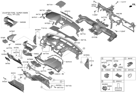 2000 Hyundai Elantra Glove Box Assembly Diagram for 84510-CLCA0-SST
