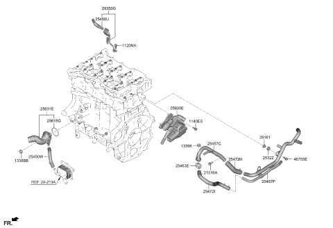 2021 Hyundai Santa Fe Hybrid Coolant Pipe & Hose Diagram