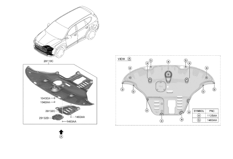 2023 Hyundai Santa Fe Hybrid Panel Assembly-Under Cover Diagram for 29110-S2100