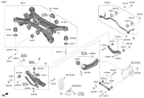 2000 Hyundai Elantra Arm Assembly-RR Trailing Arm,RH Diagram for 55271-P2000