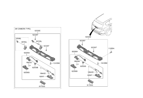 2021 Hyundai Santa Fe Hybrid License Plate & Interior Lamp Diagram