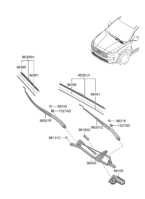 2022 Hyundai Santa Fe Hybrid Windshield Wiper Diagram