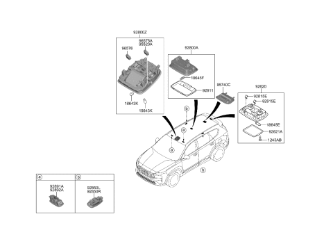 1999 Hyundai Elantra Lamp Assembly-Overhead Console Diagram for 92800-S2540-YGE