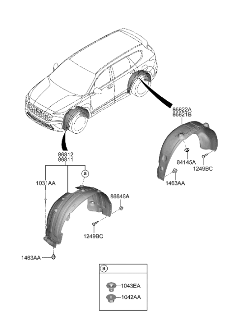 2023 Hyundai Santa Fe Hybrid Wheel Gaurd Diagram