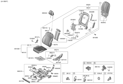 2021 Hyundai Santa Fe Hybrid Knob-Front Seat Slide Power,LH Diagram for 88071-S1100-SST