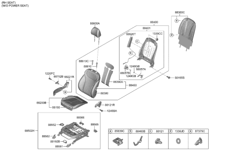 2021 Hyundai Santa Fe Hybrid Front Seat Diagram 1