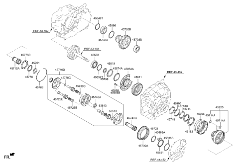 2023 Hyundai Santa Fe Hybrid Gear Assembly-Mid Sun Diagram for 45790-3B600