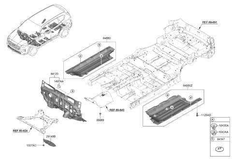 2021 Hyundai Santa Fe Hybrid Pad Assembly-Isolation Dash Panel Diagram for 84120-S1300